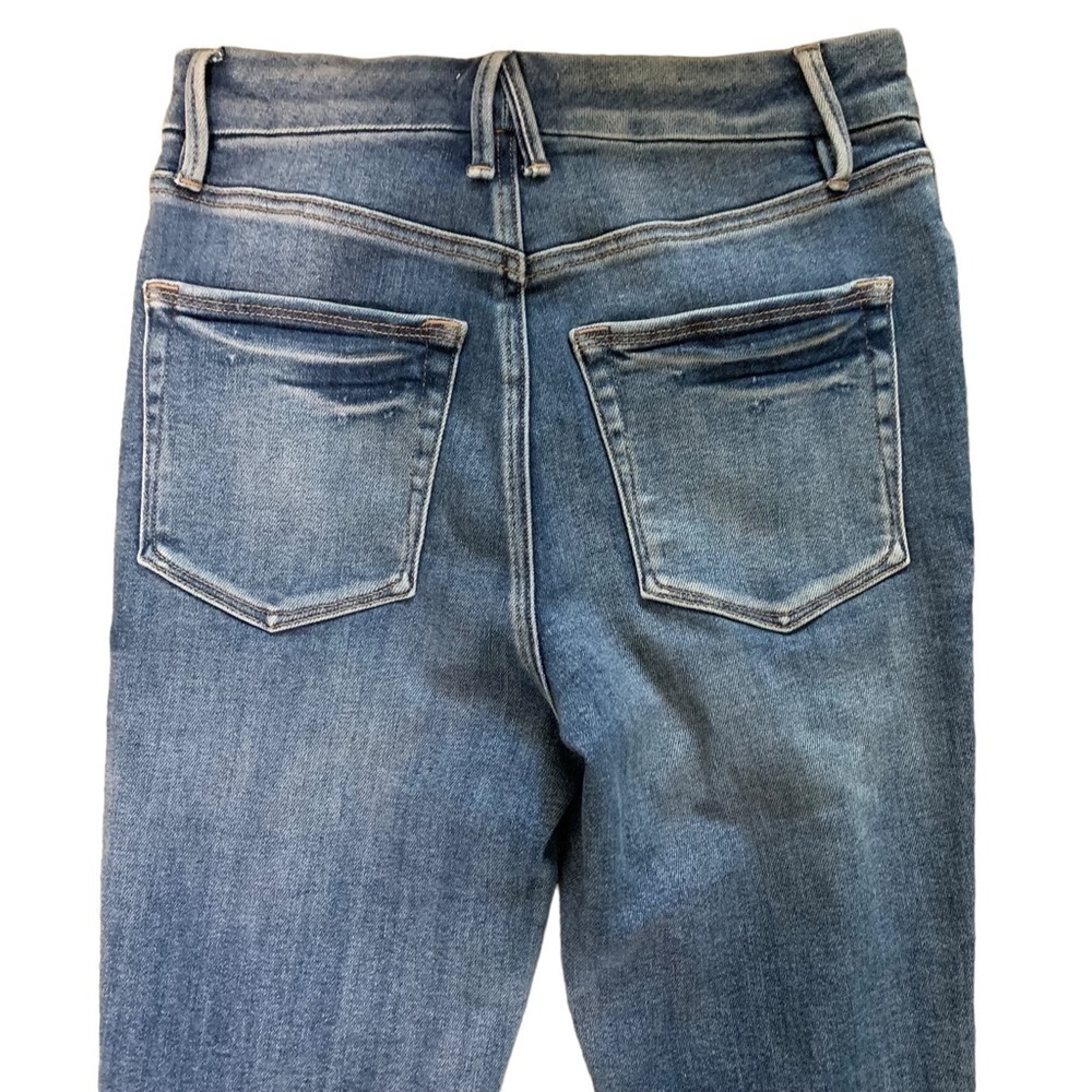 Good American Factory Distressed Jeans Style GLC138OT Medium Wash Size 4/27 - Picture 4 of 11